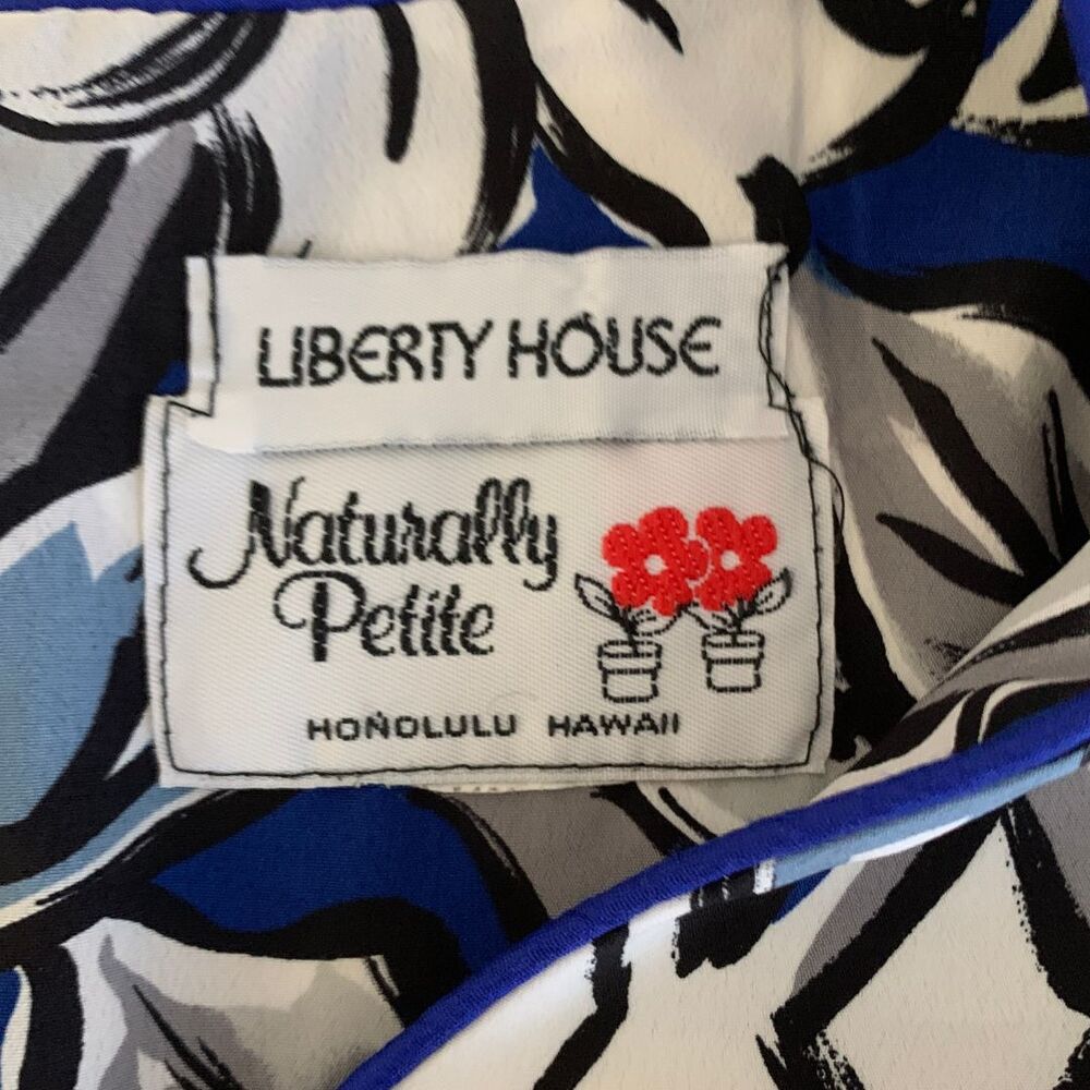 Vintage Liberty House Hawaiian Muu Muu Dress Naturally Petite Blue Floral - Picture 9 of 12